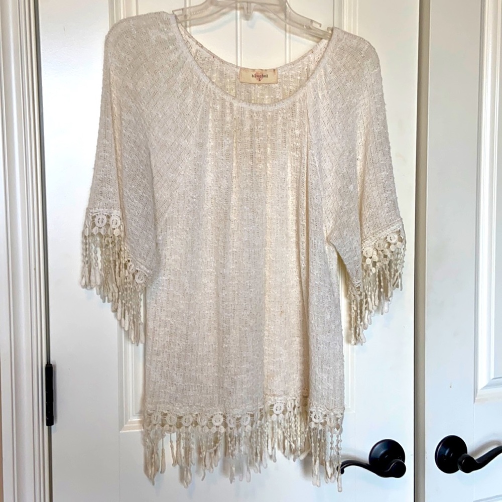 Blushed Cream Lace Sheer Top